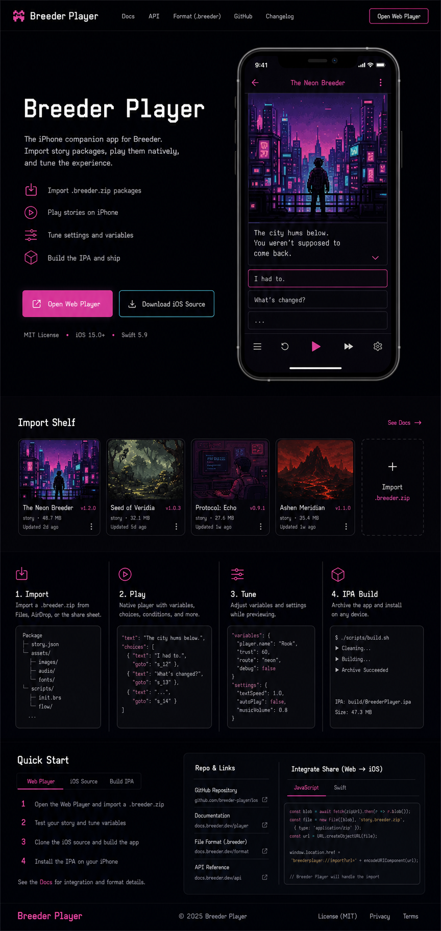 Breeder Player phone and import preview